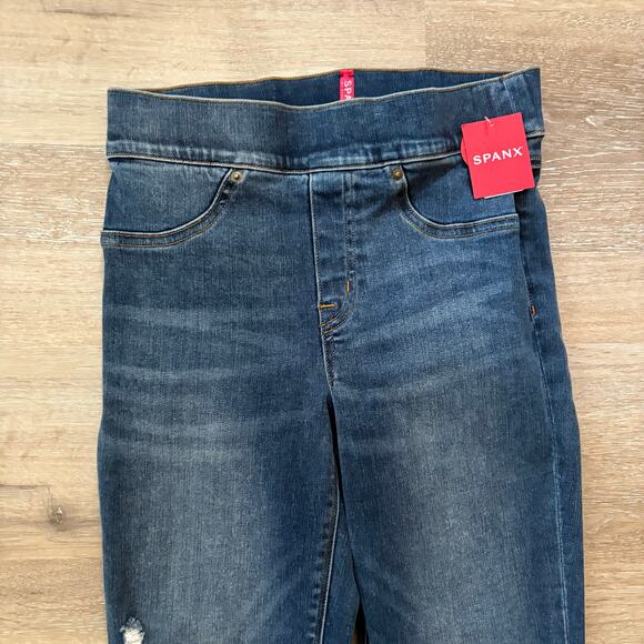 Spanx Womens mid rise pull on jegging distressed raw hem - Picture 4 of 6